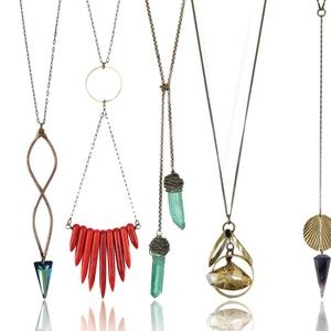 Red Howlite Brass Starburst Statement Necklace